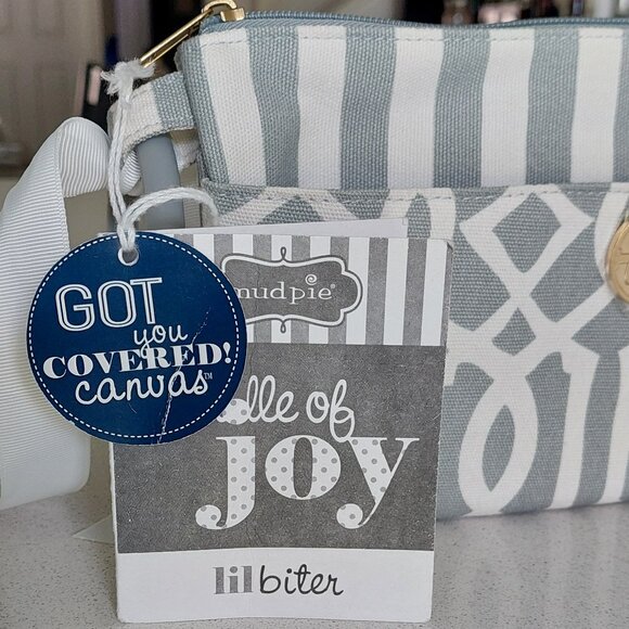NEW Mud Pie "Lil Biter" Gray & White Bangle/Wristlet - Picture 3 of 15